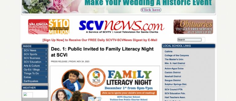 SCVNews-Public Invited to Family Literacy Night at SCVi-11.24.23